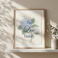 Luxury Custom Family Name Wall Art in Frame – Hydrangea Design