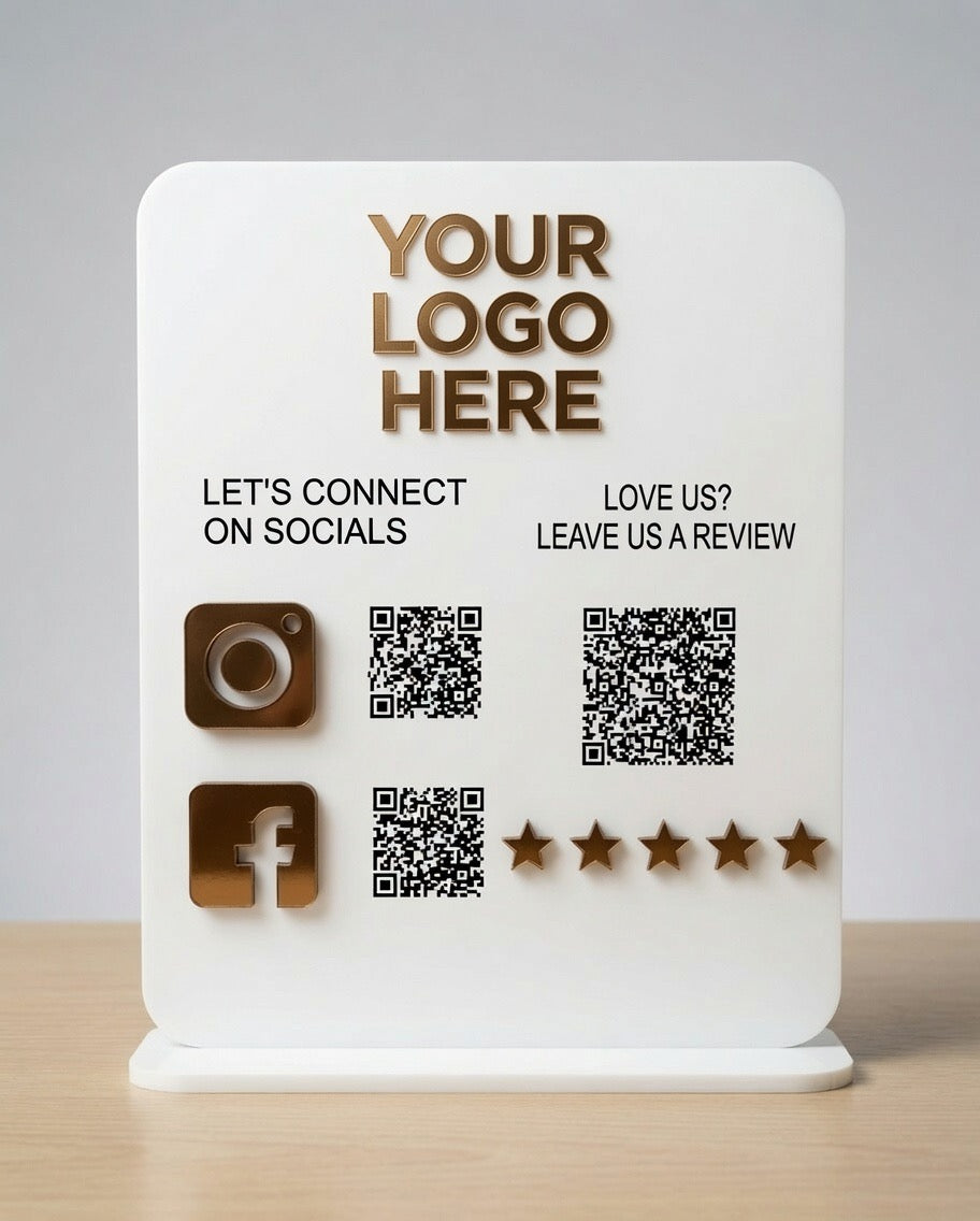 QR code stand for Social Media and Reviews - Custom Business Sign