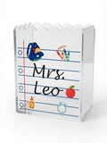 Personalized Teacher Storage Bin | Custom Clear Acrylic Desk Organizer with School Icons | Teacher's Personalized Gift